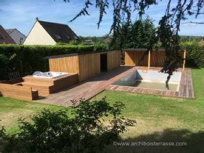 Abri de piscine ouvert et pool-house fermé ( les Yvelines 78 ) abri de piscine en bois