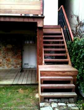 Escalier de terrasse sur pilotis avec palier, rampe et main courante réalisé dans les Hauts-de-Seine (92) escalier terrasse sur pilotis