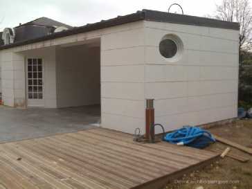 montage pool house bois sur place