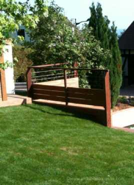 rambarde bois cable inox de piscine