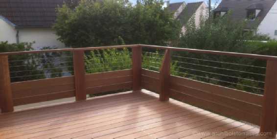 rambarde bois et cable inox