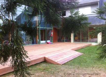 rampe bois de terrasse pour PMR