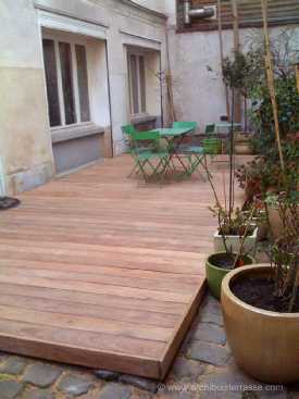terrasse bois cour interieure facilement demontable