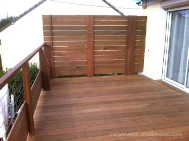 terrasse bois hauteur brise-vue et garde-corps