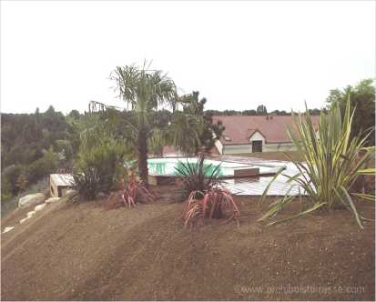 piscine et plage bois en cours de construction